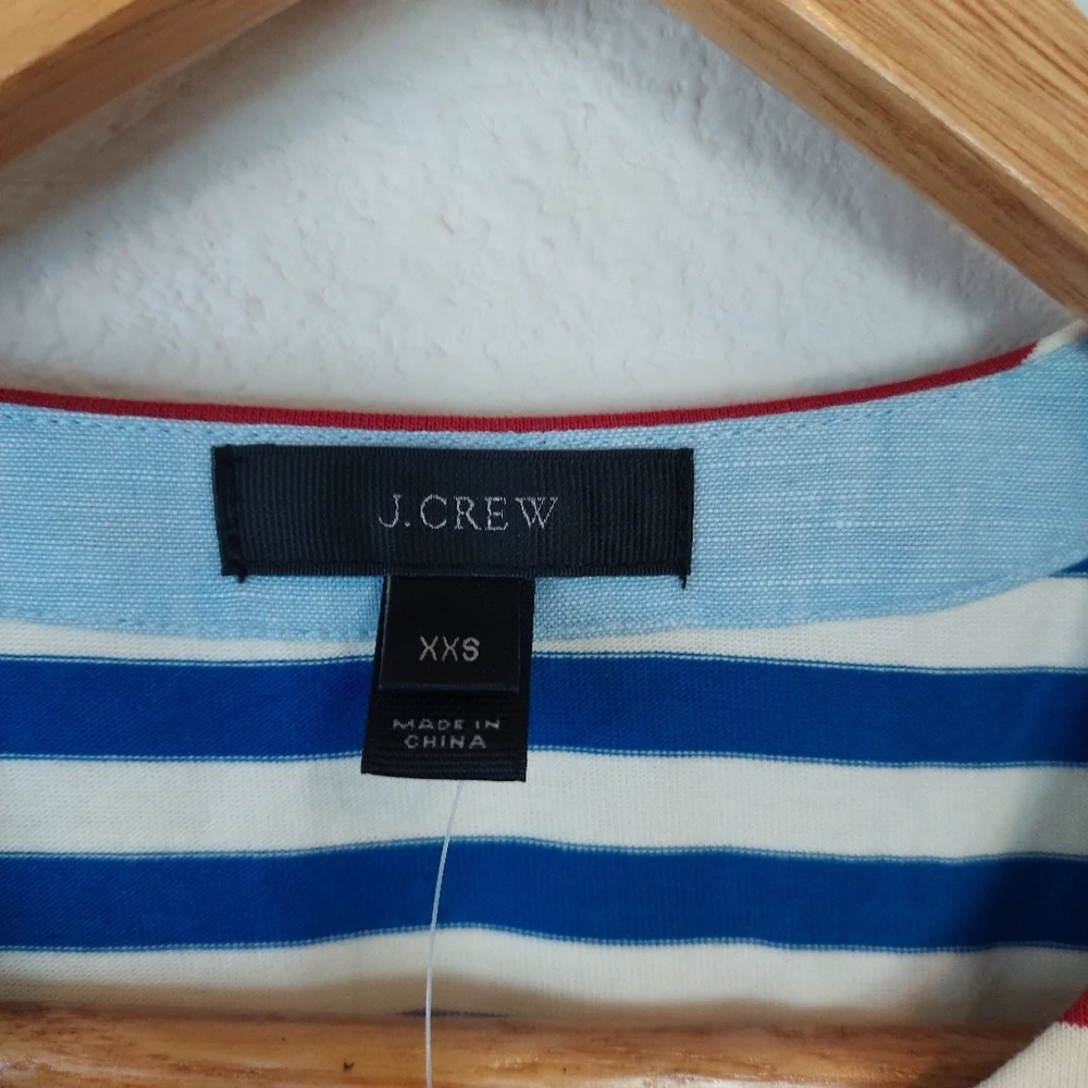 J. Crew Sammie Stripe Baltic 3/4 Sleeve Lace Up Nautical Maxi Dress Size XXS NWT